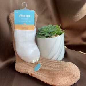 Bliss Spa jojoba oil infused lounge socks with sleep mask